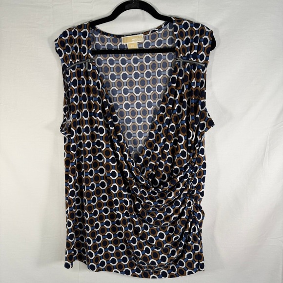 MICHAEL Michael Kors Tops - Michael Kors Sleeveless Top‎ Size 3x Geometric Print Zipper Detail